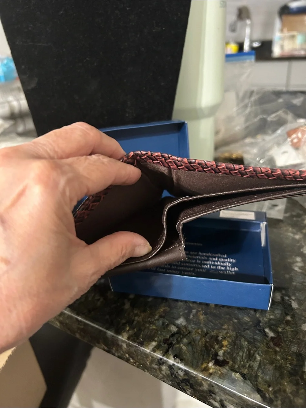 Milano Red and Brown Woven Leather Card Holder
